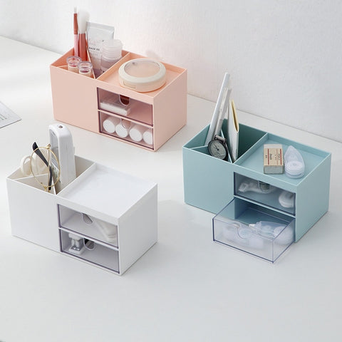 Nordic Style Multifunctional Plastic Pen Holder Desk Organizer Cosmetic Storage Box Desktop Drawer Storage Organizer Sundries