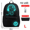 New Student School Bag Backpack Anime Luminous For Boy girls Daypack Multifunction USB Charging Port and Lock School Bag Black