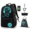 New Student School Bag Backpack Anime Luminous For Boy girls Daypack Multifunction USB Charging Port and Lock School Bag Black