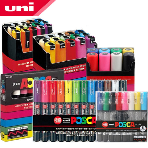 UNI POSCA Series Mark Pen Combination  Painting Filling Dedicated POP Poster Advertising Pen PC-1M / PC-3M / PC-5M