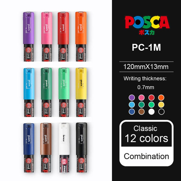 UNI POSCA Series Mark Pen Combination  Painting Filling Dedicated POP Poster Advertising Pen PC-1M / PC-3M / PC-5M