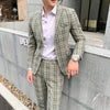 Large British light color Plaid suit men's slim trend wedding dress studio dress evening small suit two piece set