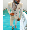 2020 Fashion Lattice Men's Suit Slim Fit Prom Wedding Suits for Men Groom Tuxedo Jacket Pants Set Custom White Casual Men Blazer