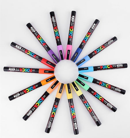 1 pc Uni Posca POP PC-3M Colored Paint Art Marker Pens Medium Tip 0.9-1.3mm 24 Color Optional School Stationery Office Supplies