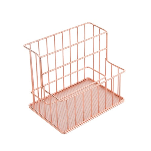 Iron Art Storage Basket rose gold office Artifact Desk Organizer Office Accessories Pen Holder Desk Accessories Office Organizer