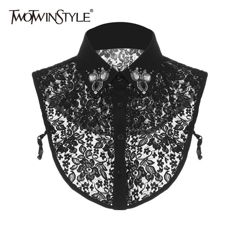 TWOTWINSTYLE Casual Lace Women Accessories Collar Lace Up Patchwork Beaded Female Accessorie Fashion 2020 Spring Tide Clothing