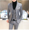 ( Jacket + Vest + Pants ) 2019 New Men's Fashion Boutique Plaid Wedding Dress Suit Three-piece Male Formal Business Casual Suits