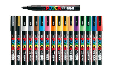 1pc Uni Ball Posca PC-3M Paint Art Marker Pen Fine Point 0.9-1.3 mm 24 Colors Available