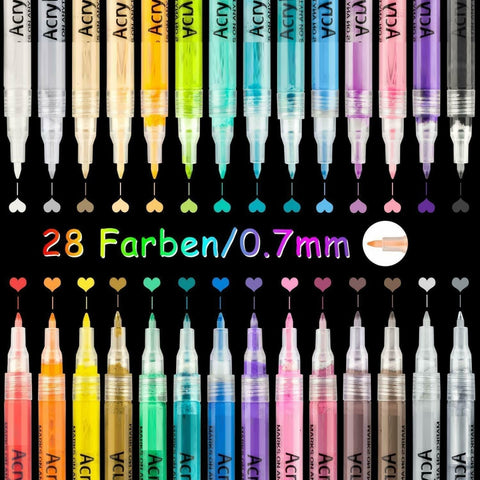 Painting Supplies Acrylic Paint Marker Pen 28 Colors/set Art Markers Wrote On Canvas Metal Ceramic Wood Plastic