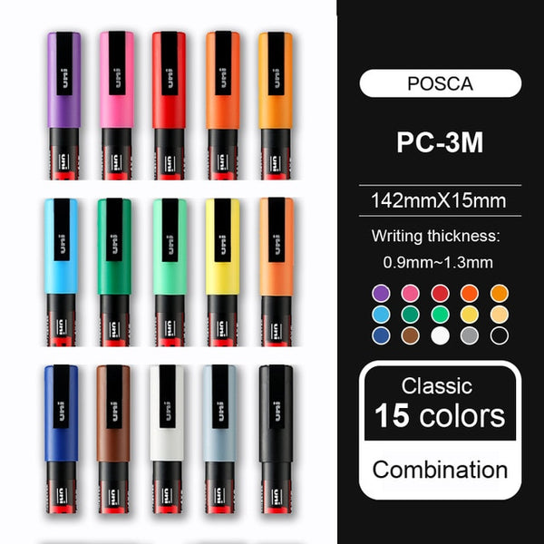 Uni POSCA PC-1M / PC-3M / PC-5M POP Poster Advertising Pen Hand-Painted Comic Drawing Round Head Water-Based No Outer Packaging