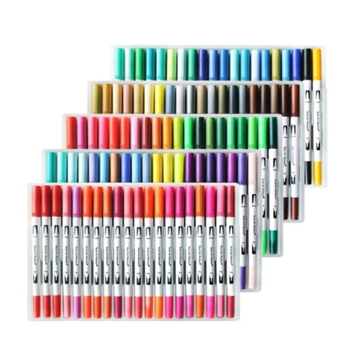 UP to 120 Colors Felt Tip Pens Colouring Pens for Adults Pack Watercolour Brush Pens Include 2mm Brush tip and 0.4mm fine tip