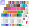 UP to 120 Colors Felt Tip Pens Colouring Pens for Adults Pack Watercolour Brush Pens Include 2mm Brush tip and 0.4mm fine tip