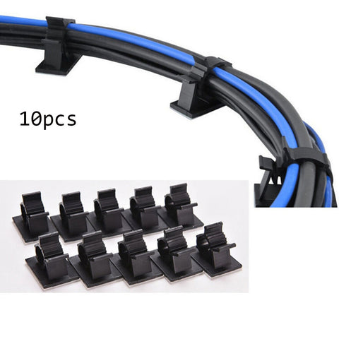 10pcs Adjustable 16mm Black Adhesive Backed Nylon Wire Cable Clips Clamps  Organizer Winder Wire Holder Desk Accessories