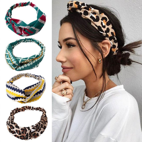 Fashion Floral print Knot Women Headband Vintage Hairband Girls Headwear Leopard Headband Hair Accessories