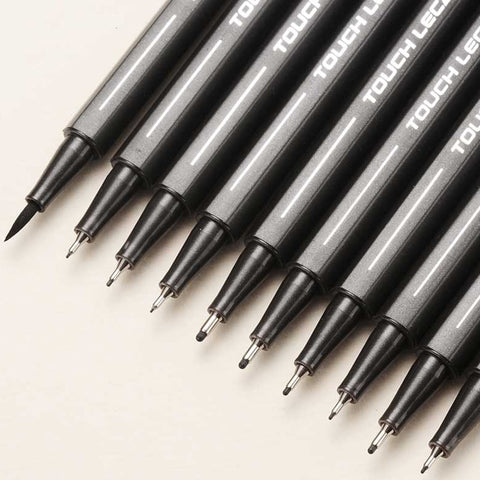 10Pcs/set Pigment Liner Micron Ink Marker Pen 0.05 0.1 0.2 0.3 0.4 0.5 Brush Tip Black Fineliner Sketching Manga Drawing Pen