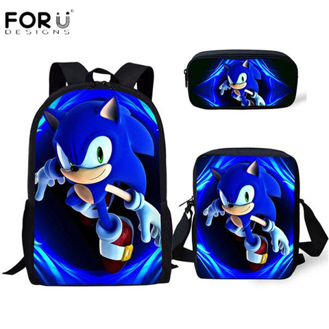 FORUDESIGNS New Arrival Cartoon Sonic Printing Boys Girls School Backpack School Bag Children Mochilas Escolares Bolsa Freeship