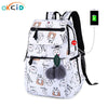 OKKID school bags for girls female laptop backpack usb backbag children backpacks cute cat school backpack for girls bag pack