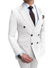 2020 New Beige Men's Suit 2 Pieces Double-breasted Notch Lapel Flat Slim Fit Casual Tuxedos For Wedding(Blazer+Pants)