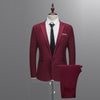 Men's Slim Button Suit Pure Color Dress Blazer Host Show Jacket Coat & Pant #4D26