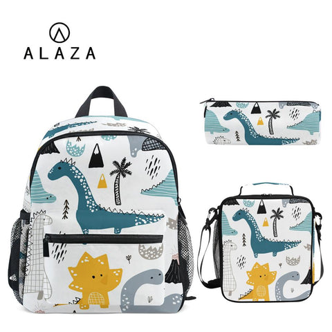 ALAZA 3pcs/set Small Kindergarten Backpack Children School Bags Kids Dinosaur print Schoolbag Baby Toddler Bag Mochila Infantil