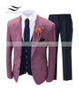 Brown Formal Men's Suits Regular Fit Plaid Wool Tweed Prom Tuxedos 3 Piece Solid Suit Best man For Wedding (Blazer+Vest+Pants)