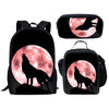 Children School Bags Funny 3D Wolf Print Large Shoulder Backpack 3Pcs/Set Kids Book Bag Custom Students Bookbag Mochilas Colegio