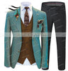 Men's Suit Brown Formal 2 Pieces Slim Fit Shawl Lapel Plaid Soft Wool Tweed Prom Grey Tuxedos Wedding Groomsmen (Blazer+Pants)