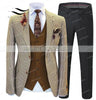 Men's Suit Brown Formal 2 Pieces Slim Fit Shawl Lapel Plaid Soft Wool Tweed Prom Grey Tuxedos Wedding Groomsmen (Blazer+Pants)