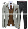 Men's Suit Brown Formal 2 Pieces Slim Fit Shawl Lapel Plaid Soft Wool Tweed Prom Grey Tuxedos Wedding Groomsmen (Blazer+Pants)