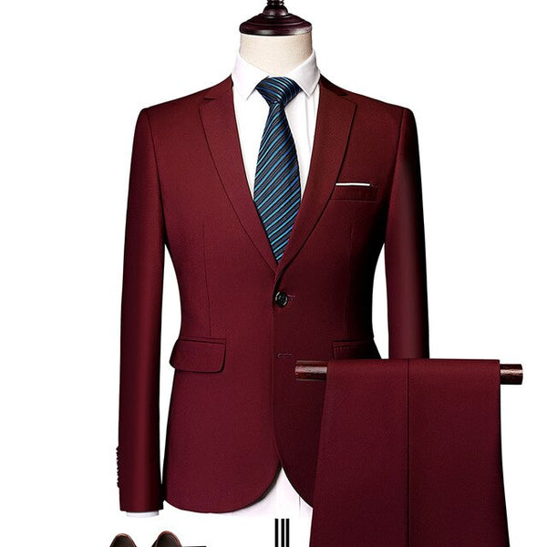 Wedding Suits For Men Slim Fit Men's Business Casual Groom Suits Formal Burgundy Green Purple Yellow Red White Man Suit 5XL 6XL