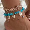 Tocona Layered Gold Shell Pendant Chain Ankle Bracelet On Leg Foot Jewelry Boho Charm Anklets for Women Accessories Mujer