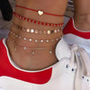 Tocona Layered Gold Shell Pendant Chain Ankle Bracelet On Leg Foot Jewelry Boho Charm Anklets for Women Accessories Mujer