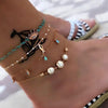 Tocona Layered Gold Shell Pendant Chain Ankle Bracelet On Leg Foot Jewelry Boho Charm Anklets for Women Accessories Mujer