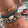 Tocona Layered Gold Shell Pendant Chain Ankle Bracelet On Leg Foot Jewelry Boho Charm Anklets for Women Accessories Mujer