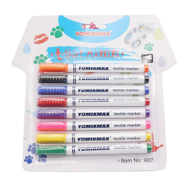 8 Pcs/Set Clothes Textile Marker Fabric Paint Pen DIY Crafts T-shirt Pigment Painting Pen School Home Stationery Graffiti Supply