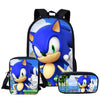 WHEREISART 3pcs/set Sonic the Hedgehog Print School Bags for Teenager Girls Kids Cartoon School Backpack Student Bookbags