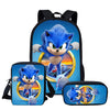 WHEREISART 3pcs/set Sonic the Hedgehog Print School Bags for Teenager Girls Kids Cartoon School Backpack Student Bookbags