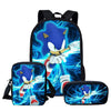 WHEREISART 3pcs/set Sonic the Hedgehog Print School Bags for Teenager Girls Kids Cartoon School Backpack Student Bookbags