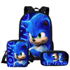 WHEREISART 3pcs/set Sonic the Hedgehog Print School Bags for Teenager Girls Kids Cartoon School Backpack Student Bookbags