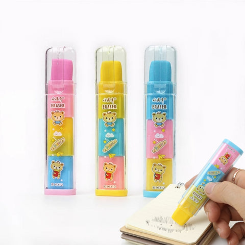 Three layers of rainbow fruit-scented Eraser Children student pencil erasers PVC bag packaging portable