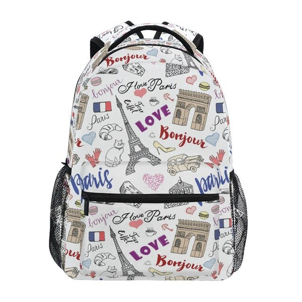 ALAZA Fashion Backpack School Bags for teenager girls Eiffel tower Prints Backpack Student Elementary Schoolbags ladie Book Bags