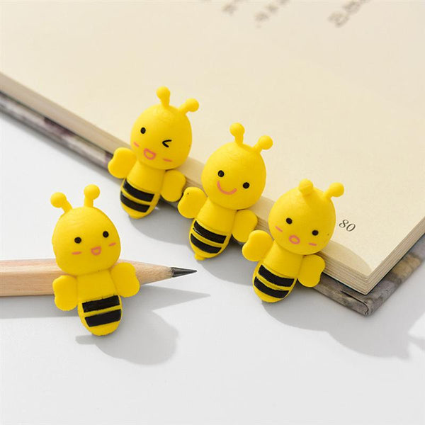 20pcs Creative Bee Shape Eraser Cartoon Eraser Lovely Animal Shape Eraser School Stationery for Students