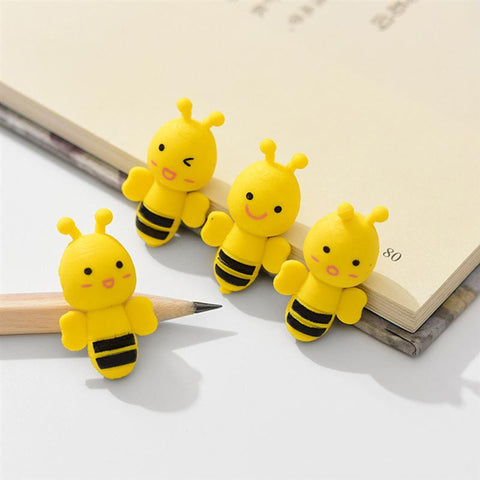 20pcs Creative Bee Shape Eraser Cartoon Eraser Lovely Animal Shape Eraser School Stationery for Students