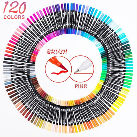 120 Color Dual Brush Pens Art Markers  Fine Tip and Brush Tip Great for Adult Coloring Books Calligraphy Lettering Art Supplies