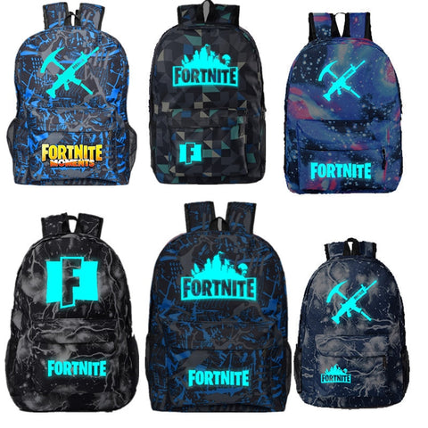 Unisex Men Women Backpack Luminous Fortnites Rusksack Anime Game Cartoon Print Schoolbag Student Canvas Bookbag Travel Knapsack