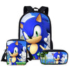 Twoheartsgirl 3pcs/set Sonic the Hedgehog Print School Bags for Teenager Girls Kids Cartoon School Backpack Student Bookbags