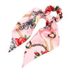 17KM Fashion Floral Print Scrunchies Solid Long Hair Ribbon For Women Ponytail Scarf Sweet Elastic Hair Band Hair Accessories