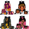 3Pcs/Set Children Cute School Bags for Kids Black Girl Magic Afro Lady Printing Backpack Teenagers Shoulder Book Bag Pencil Case