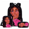 3Pcs/Set Children Cute School Bags for Kids Black Girl Magic Afro Lady Printing Backpack Teenagers Shoulder Book Bag Pencil Case