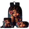 3Pcs/Set Children Cute School Bags for Kids Black Girl Magic Afro Lady Printing Backpack Teenagers Shoulder Book Bag Pencil Case